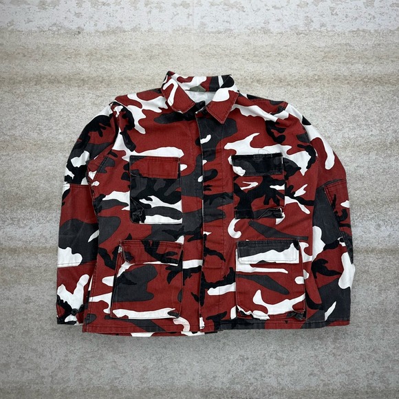 military Other - Vintage Military Camo Jacket Lightweight Made in USA Red Black M Regular 90s